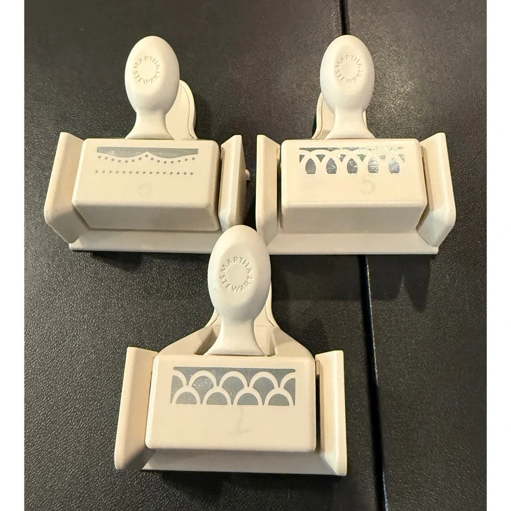 Martha Stewart Edge Paper Punch Set Cream Scallop Eyelet Lace 3pc Scrapbook Art